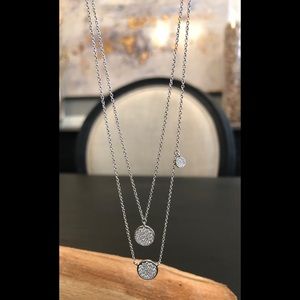 NWT Double layered White Gold Plated w/paved CZ